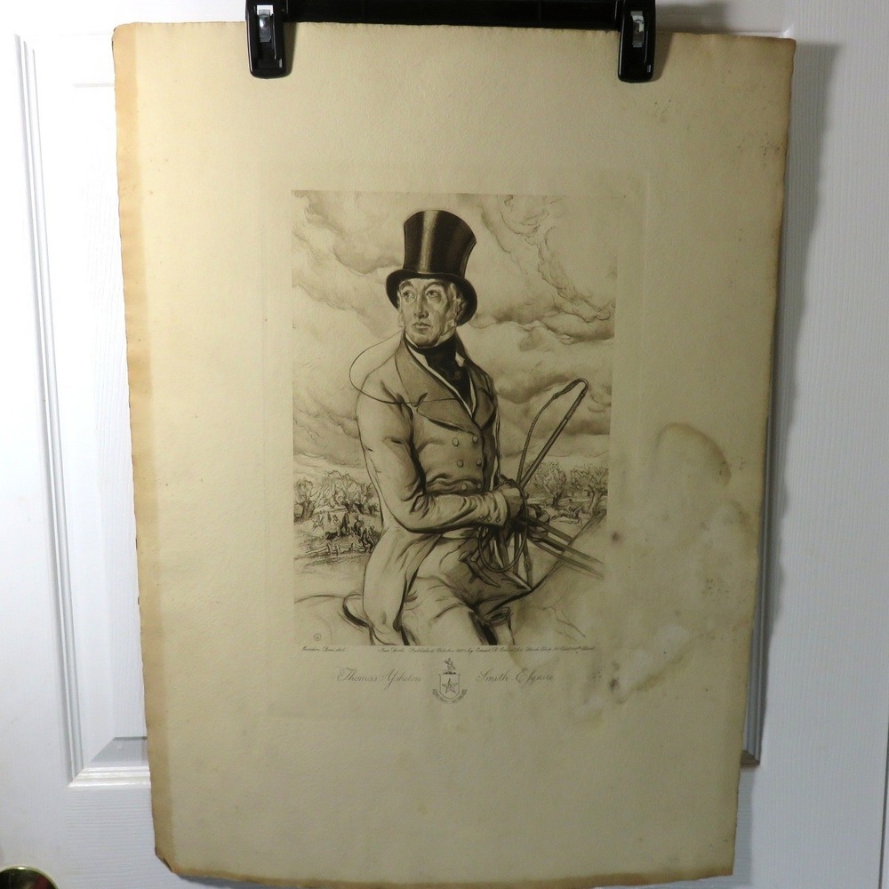 Vintage 1925 Gordon Ross Etching Thomas Assheton Smith Equestrian Hunting Print